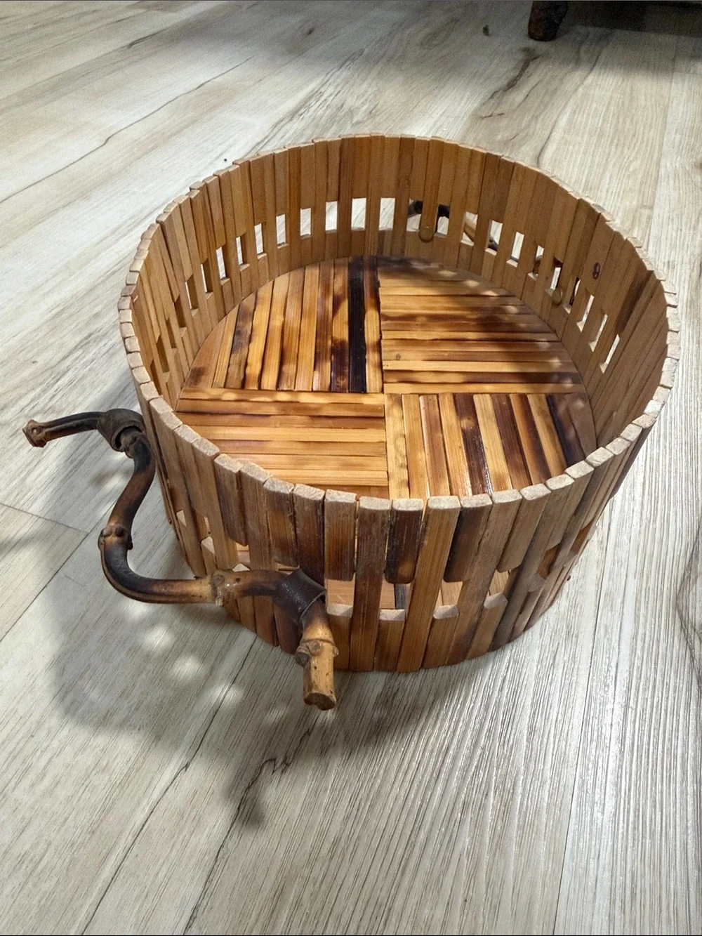 Vintage Gailstyn-Sutton Teak Wood Serving Basket Tray Set Thailand MCM Boho